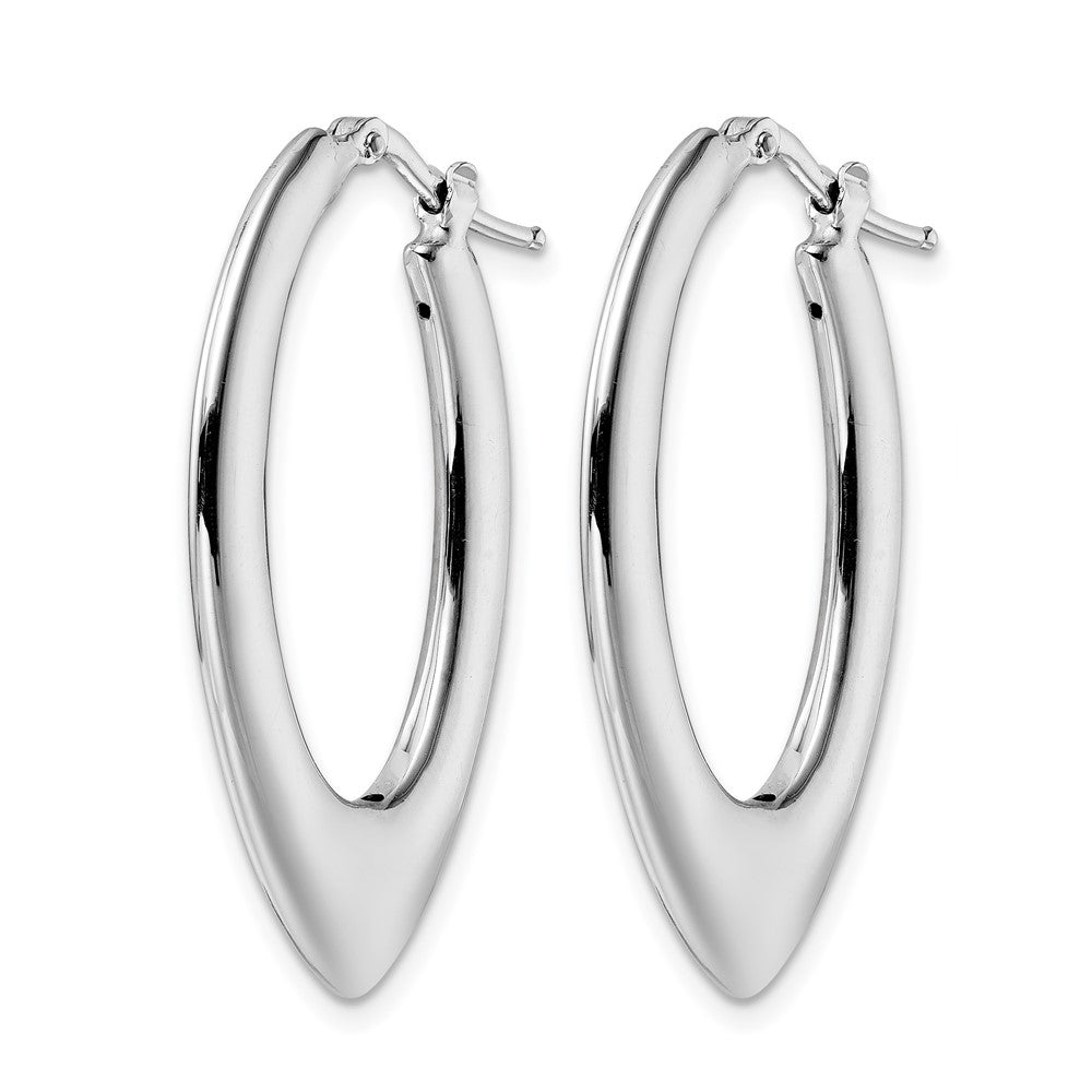 Sterling Silver Rhod-plated Polished Oval Hoop Earrings