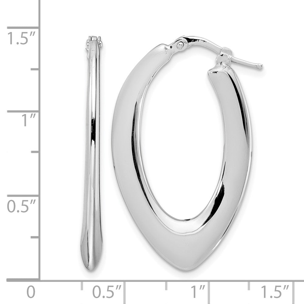Sterling Silver Rhod-plated Polished Oval Hoop Earrings