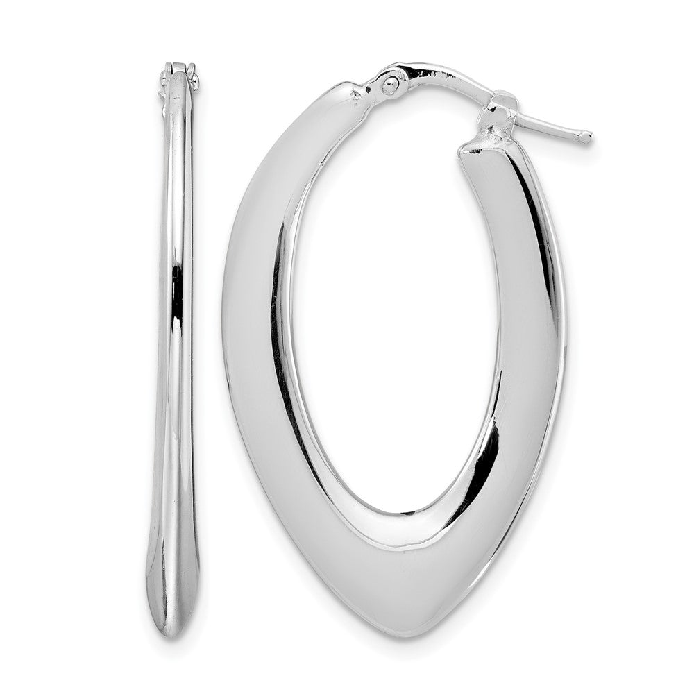 Sterling Silver Rhod-plated Polished Oval Hoop Earrings