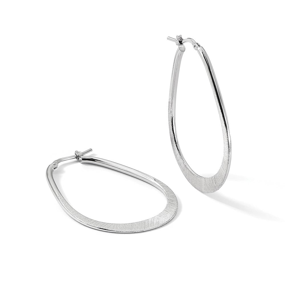 Sterling Silver Rhodium-plated Etched Hoop Earrings