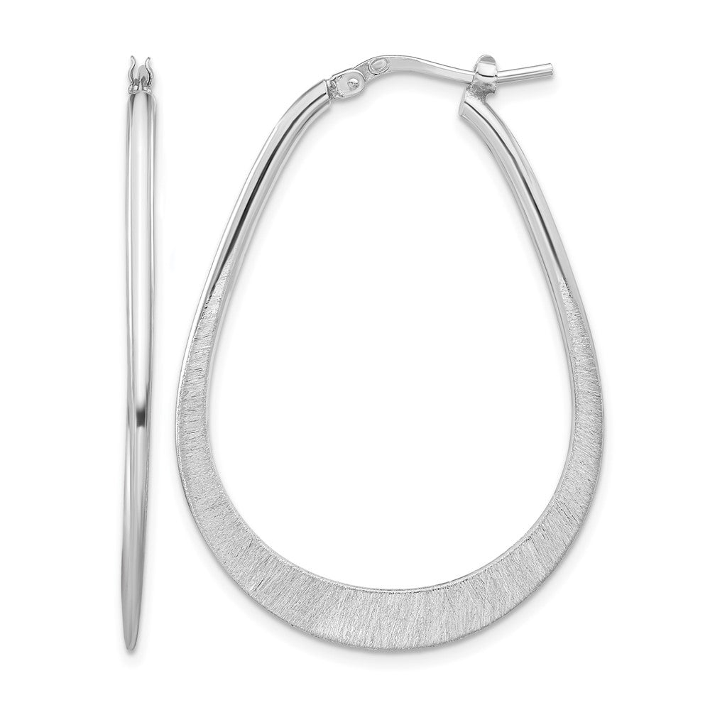 Sterling Silver Rhodium-plated Etched Hoop Earrings