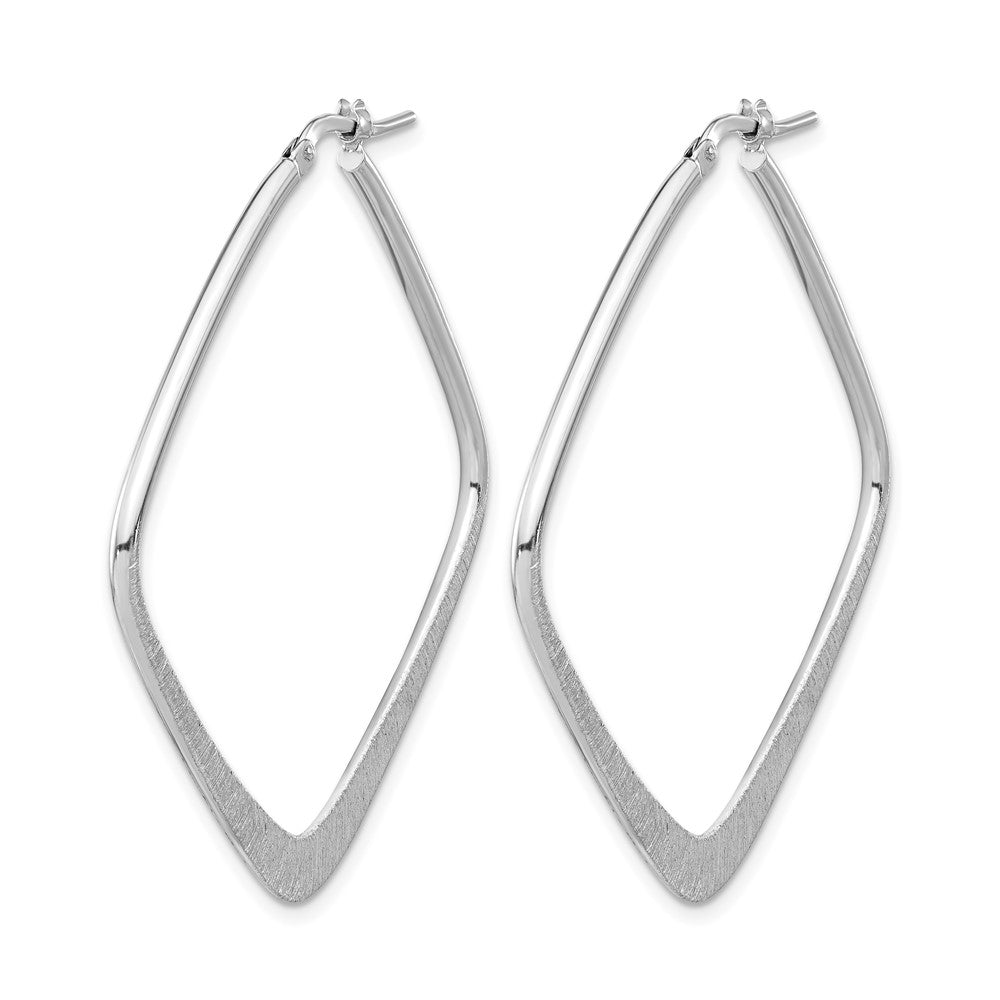Sterling Silver Rhodium-plated Etched Square Hoop Earrings