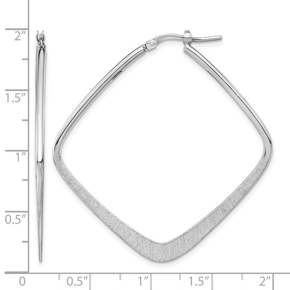 Sterling Silver Rhodium-plated Etched Square Hoop Earrings
