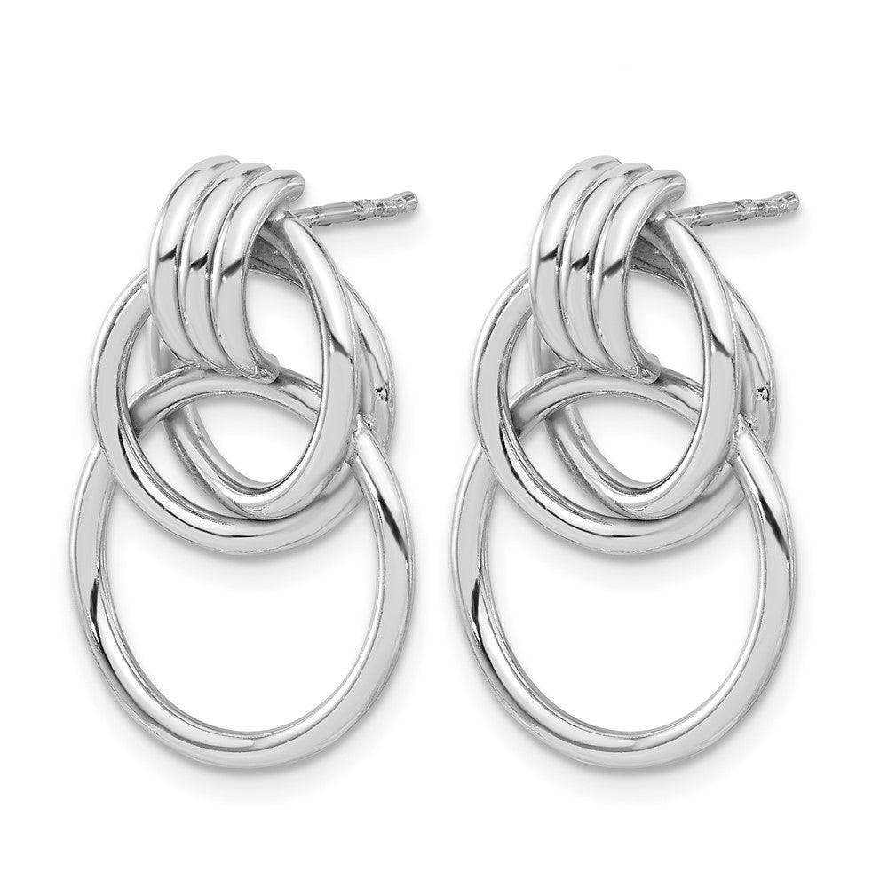 Sterling Silver Rh-plated Polished Circle Drop Post Earrings