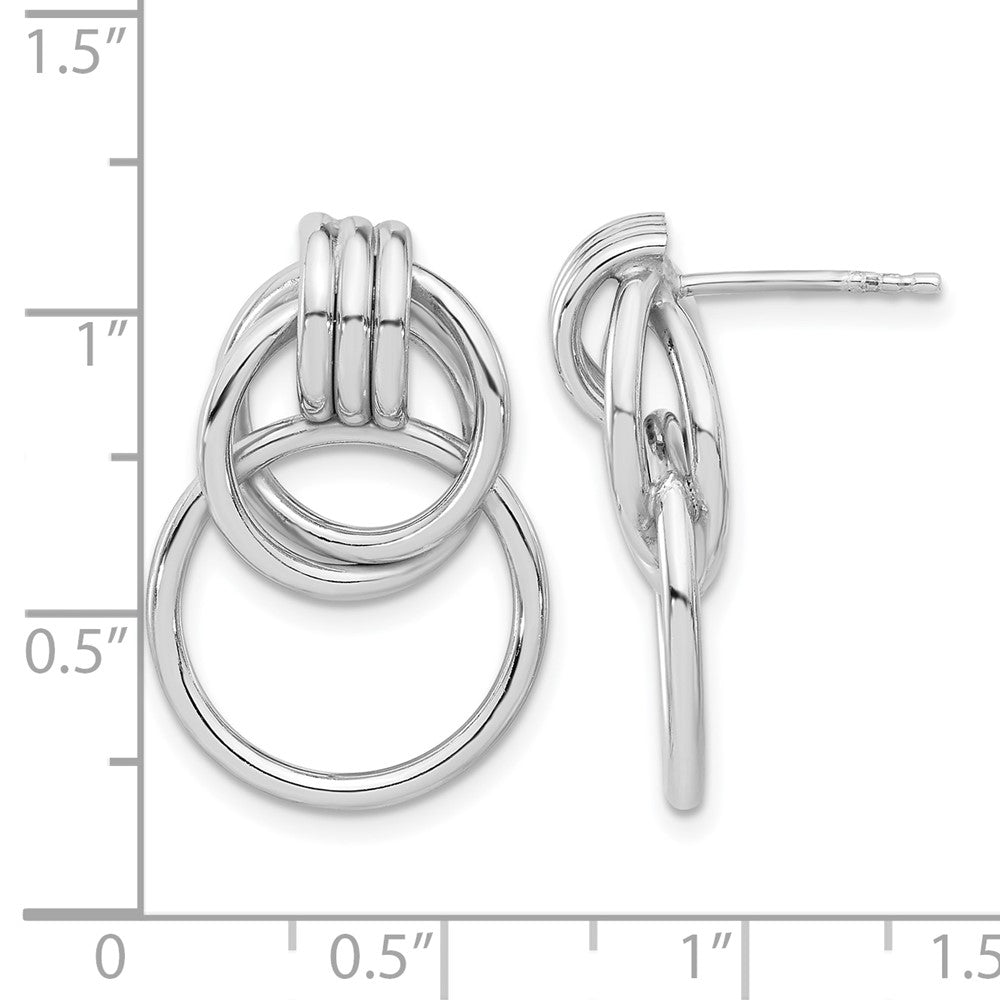 Sterling Silver Rh-plated Polished Circle Drop Post Earrings