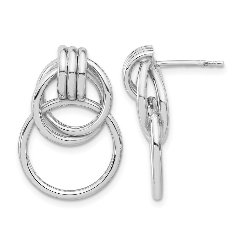 Sterling Silver Rh-plated Polished Circle Drop Post Earrings