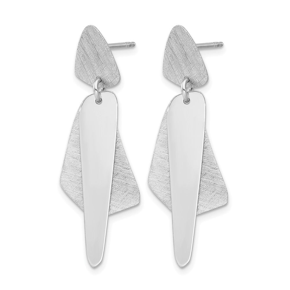 Sterling Silver RH-plated Polished and Brushed Post Dangle Earring
