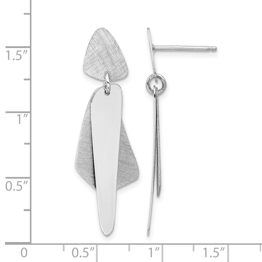 Sterling Silver RH-plated Polished and Brushed Post Dangle Earring