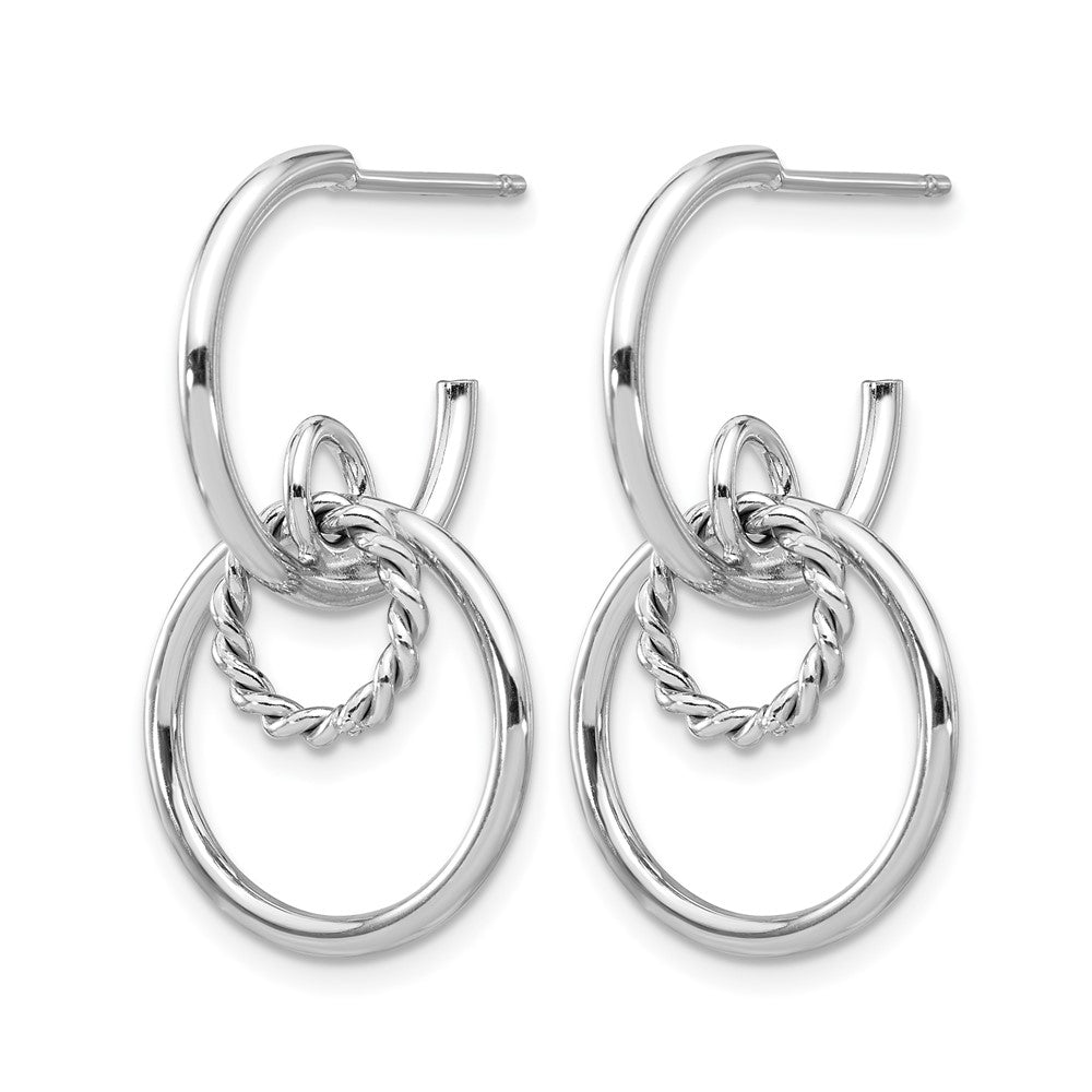 Sterling Silver Rhodium-plated Polished and Textured Post Dangle E