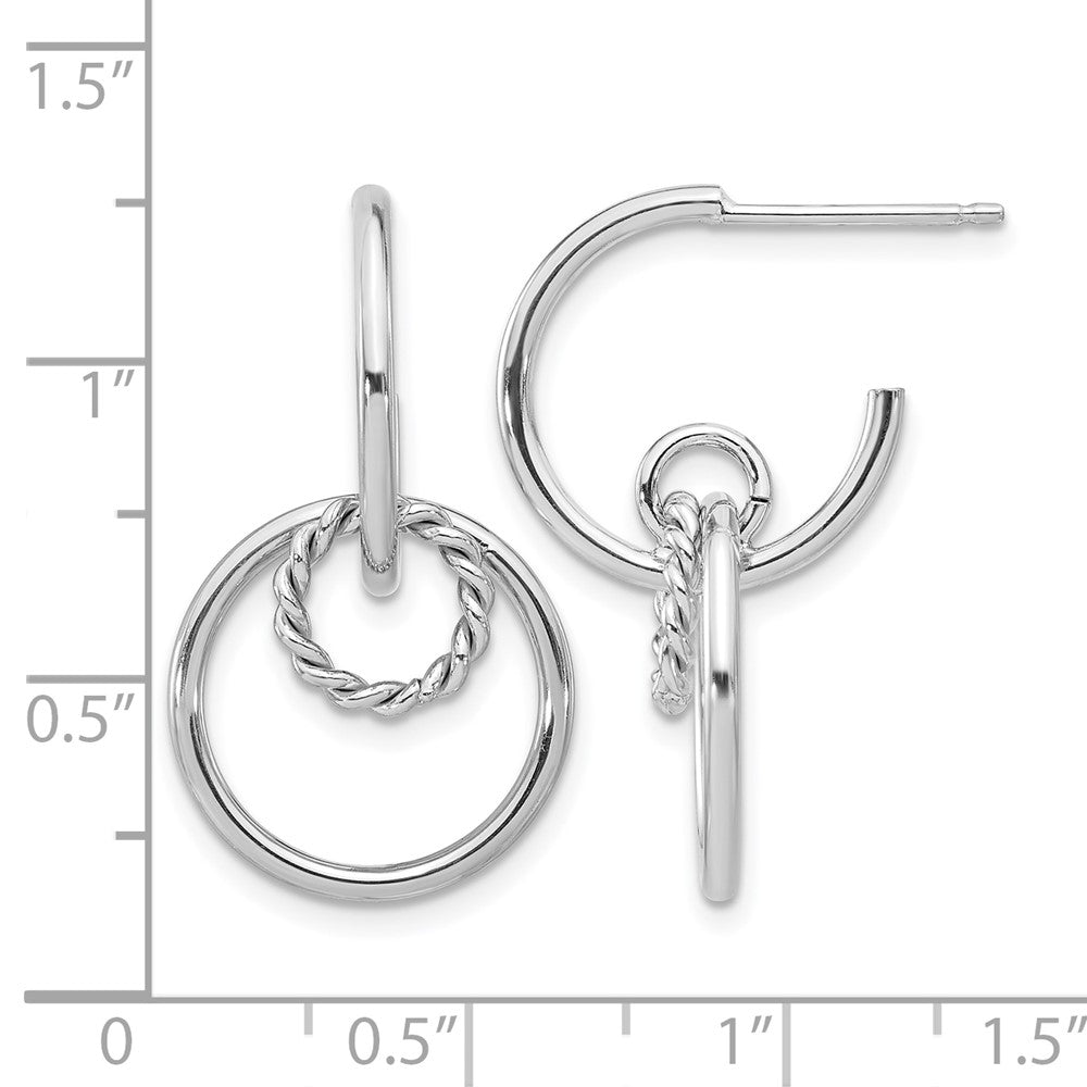 Sterling Silver Rhodium-plated Polished and Textured Post Dangle E