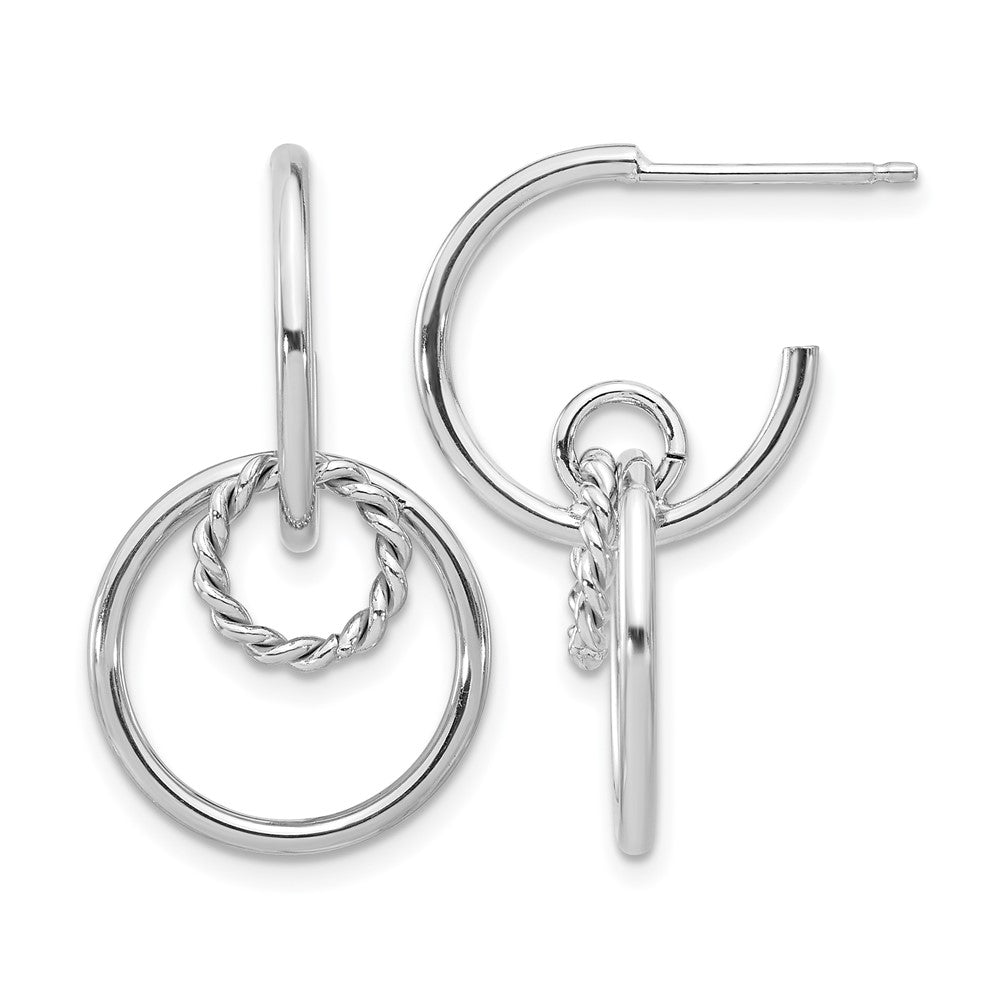 Sterling Silver Rhodium-plated Polished and Textured Post Dangle E