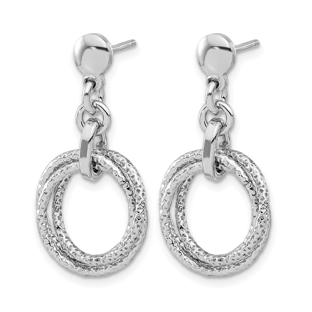 Sterling Silver Rhodium-plated Circles Post Dangle Earrings