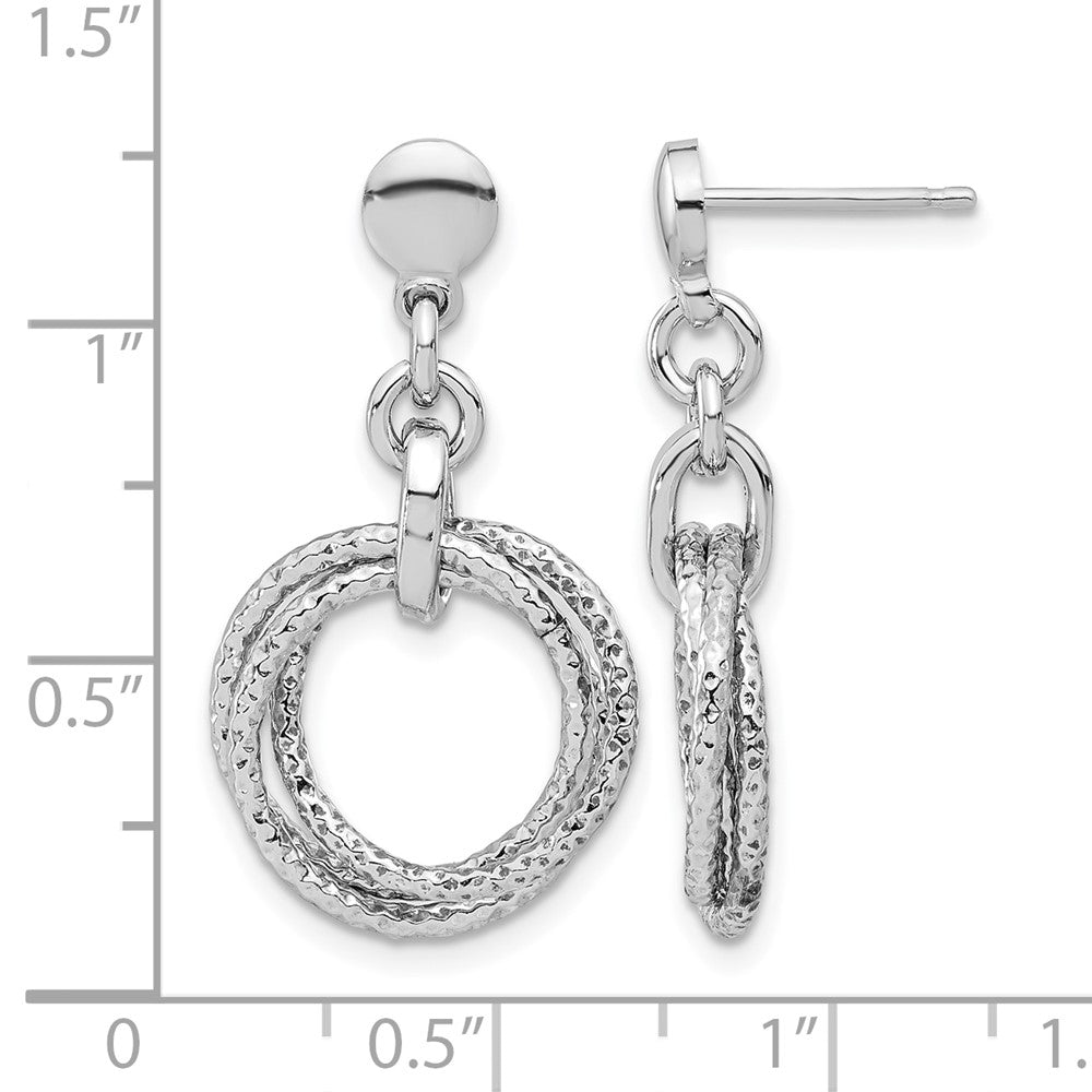 Sterling Silver Rhodium-plated Circles Post Dangle Earrings