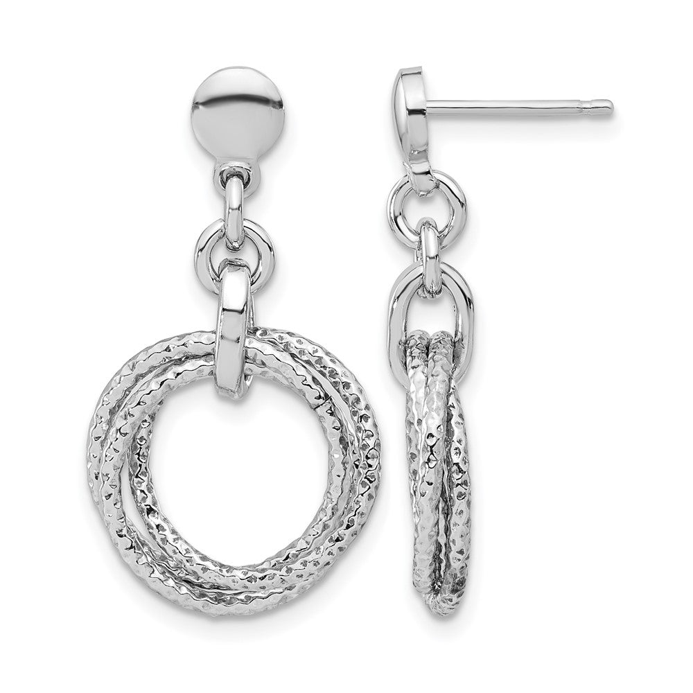 Sterling Silver Rhodium-plated Circles Post Dangle Earrings