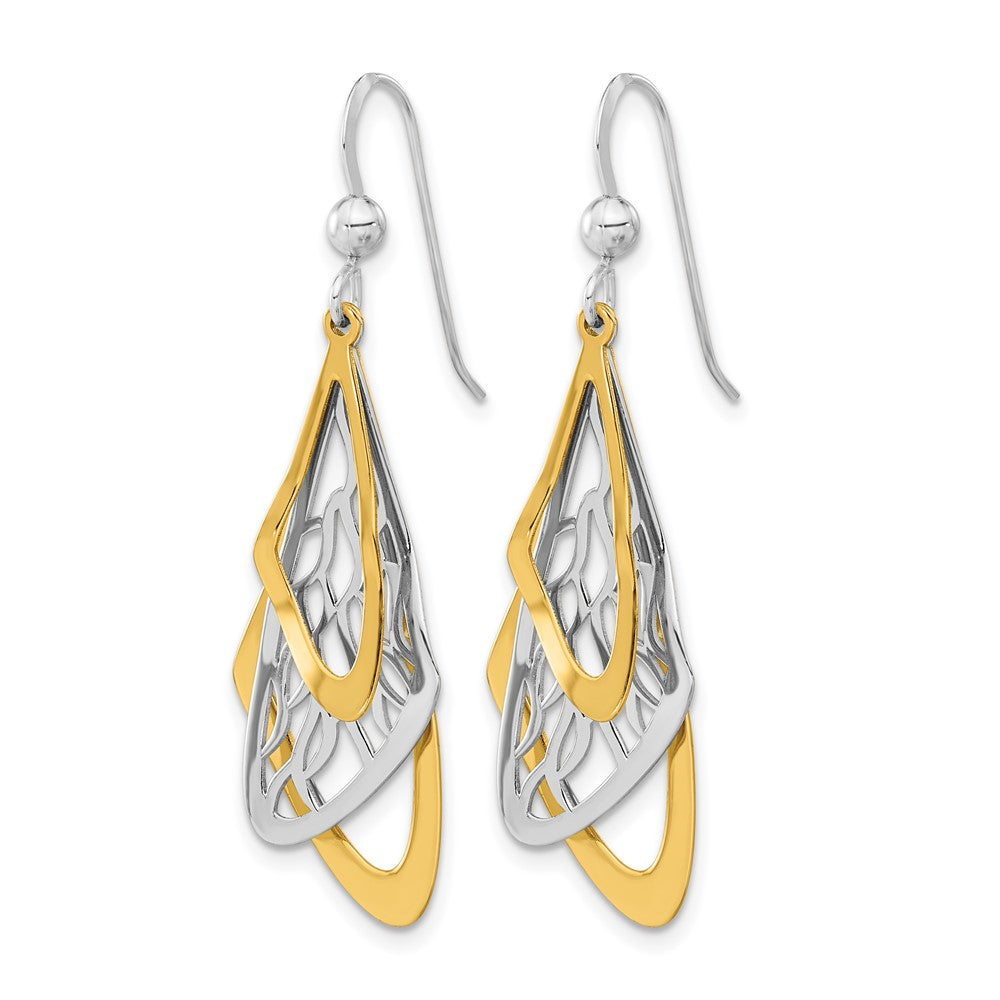 Sterling Silver Rhodium-plated and Gold-tone Dangle Earrings