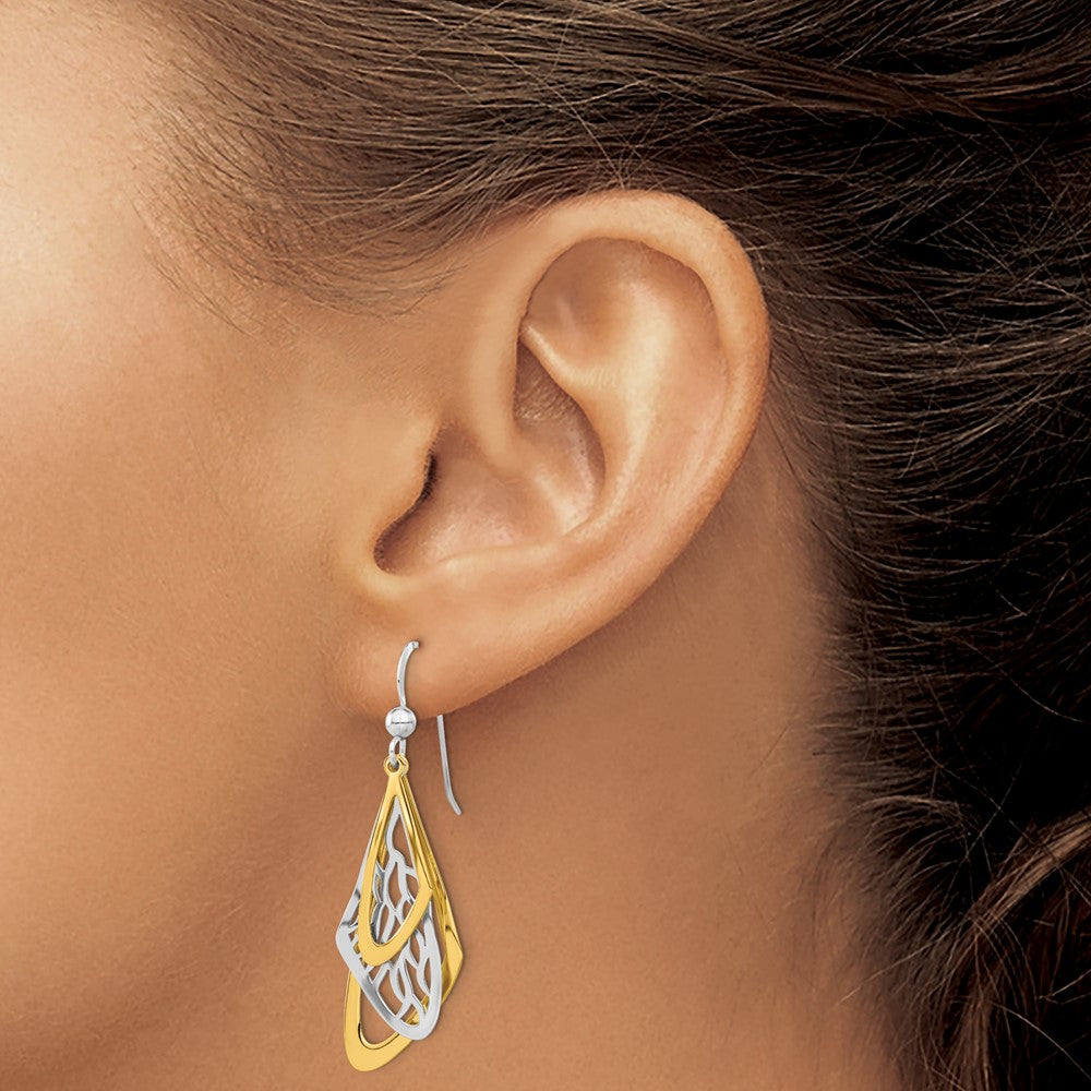 Sterling Silver Rhodium-plated and Gold-tone Dangle Earrings