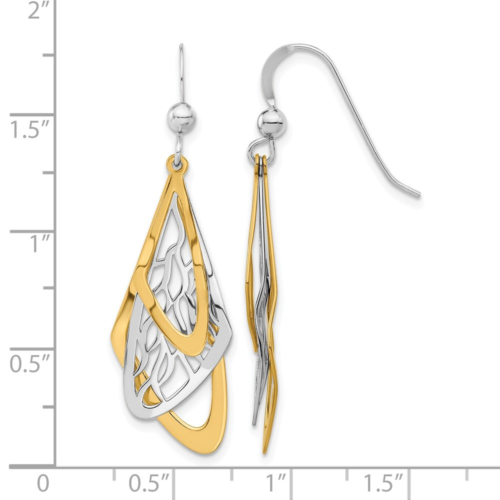 Sterling Silver Rhodium-plated and Gold-tone Dangle Earrings