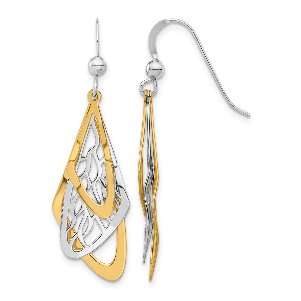 Sterling Silver Rhodium-plated and Gold-tone Dangle Earrings