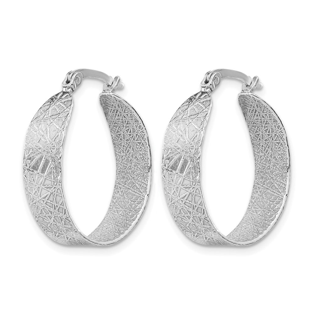 Sterling Silver Rhodium-plated Textured Hoop Earrings