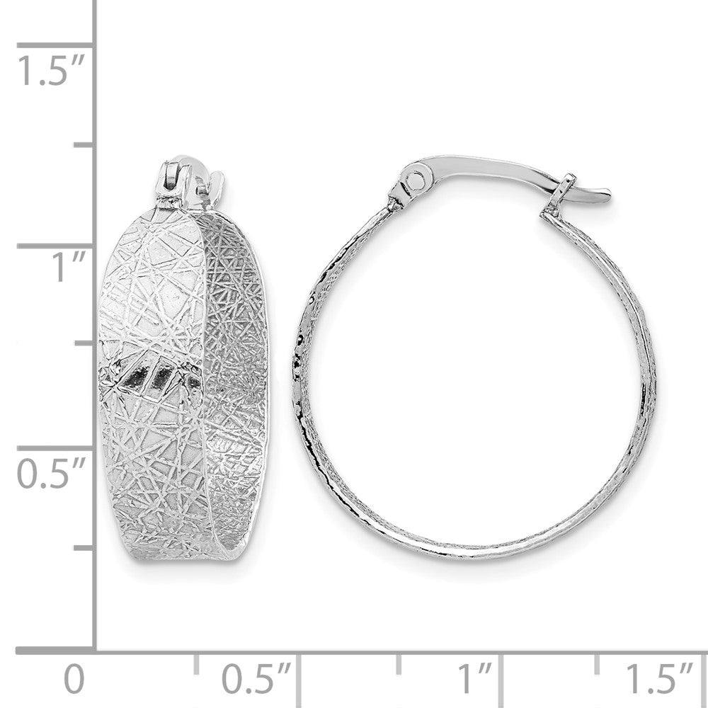 Sterling Silver Rhodium-plated Textured Hoop Earrings