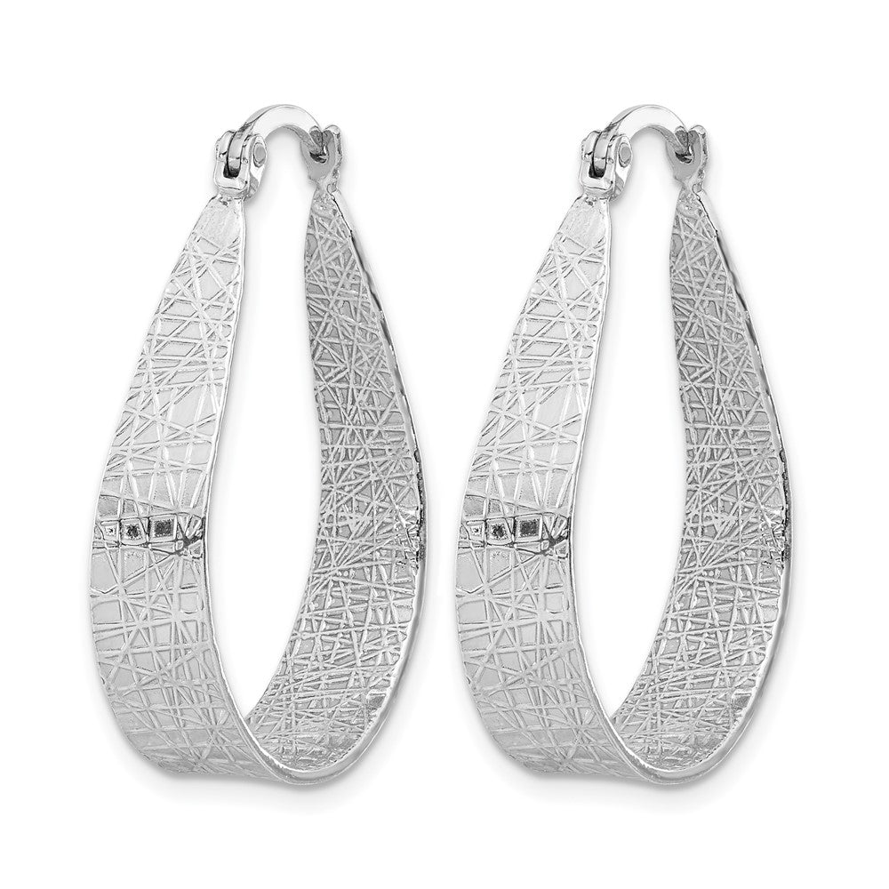 Sterling Silver Rhodium-plated Textured Hoop Earrings