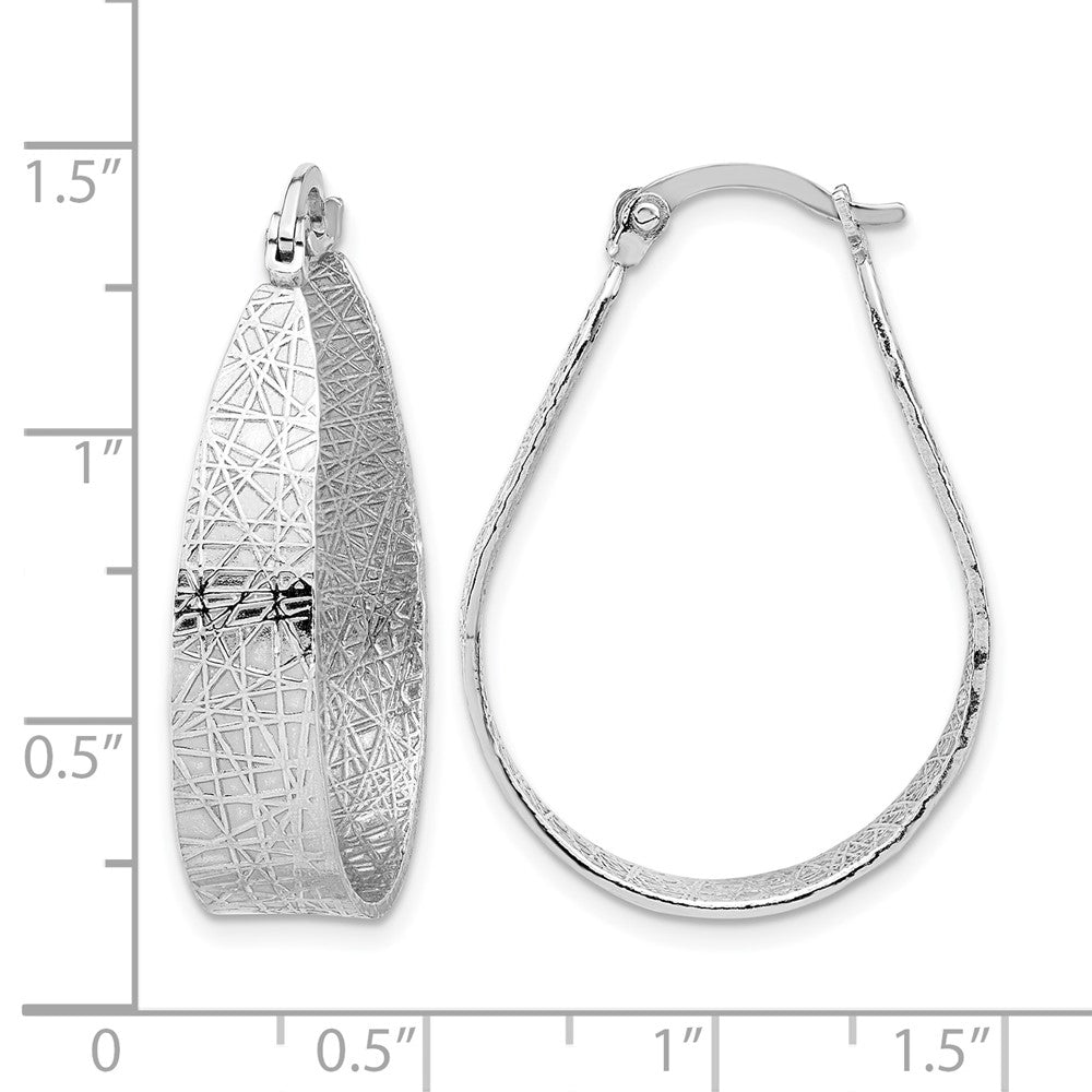 Sterling Silver Rhodium-plated Textured Hoop Earrings