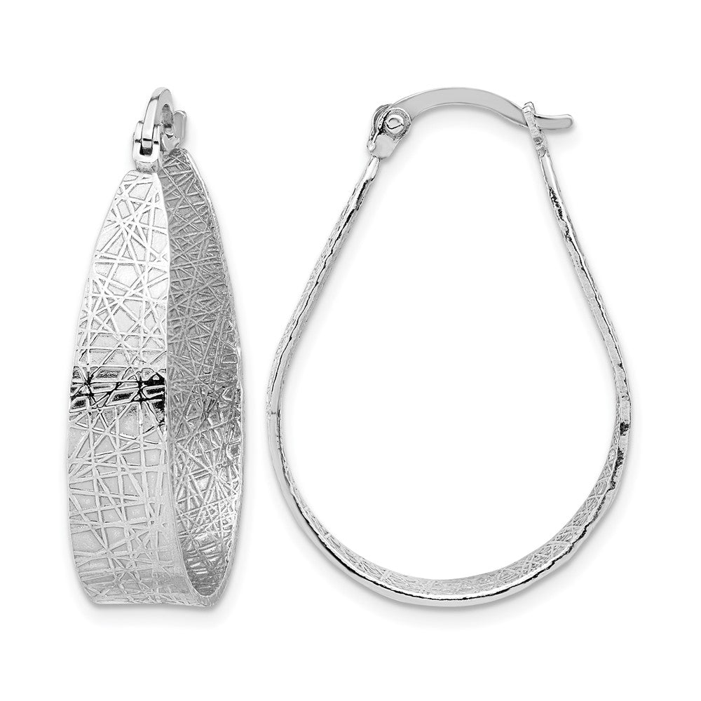 Sterling Silver Rhodium-plated Textured Hoop Earrings