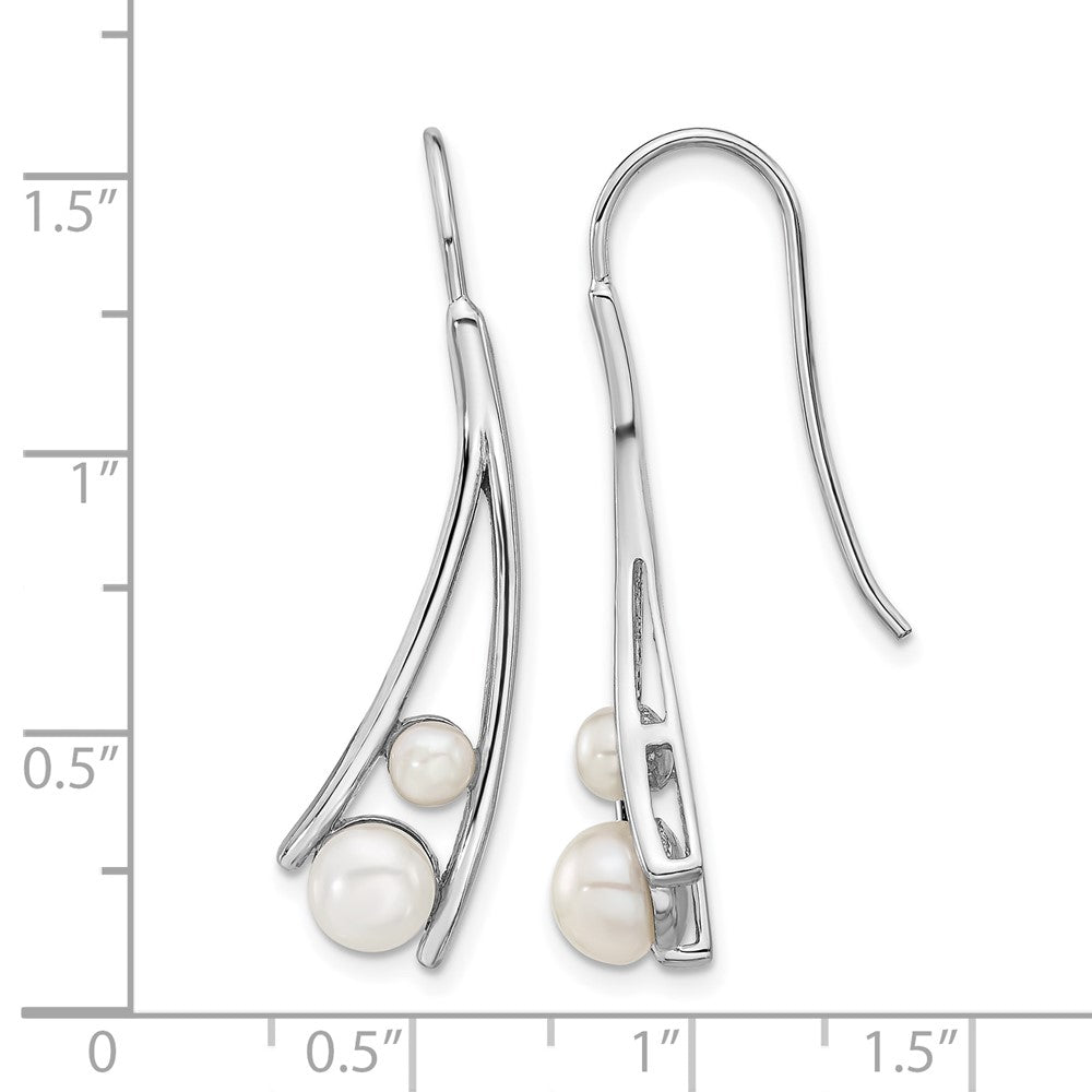 Sterling Silver Rhodium-plated FWC Pearl Drop Earrings