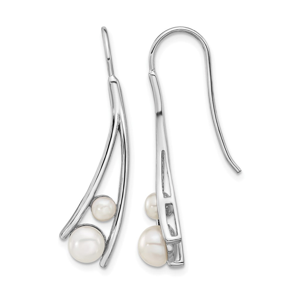 Sterling Silver Rhodium-plated FWC Pearl Drop Earrings