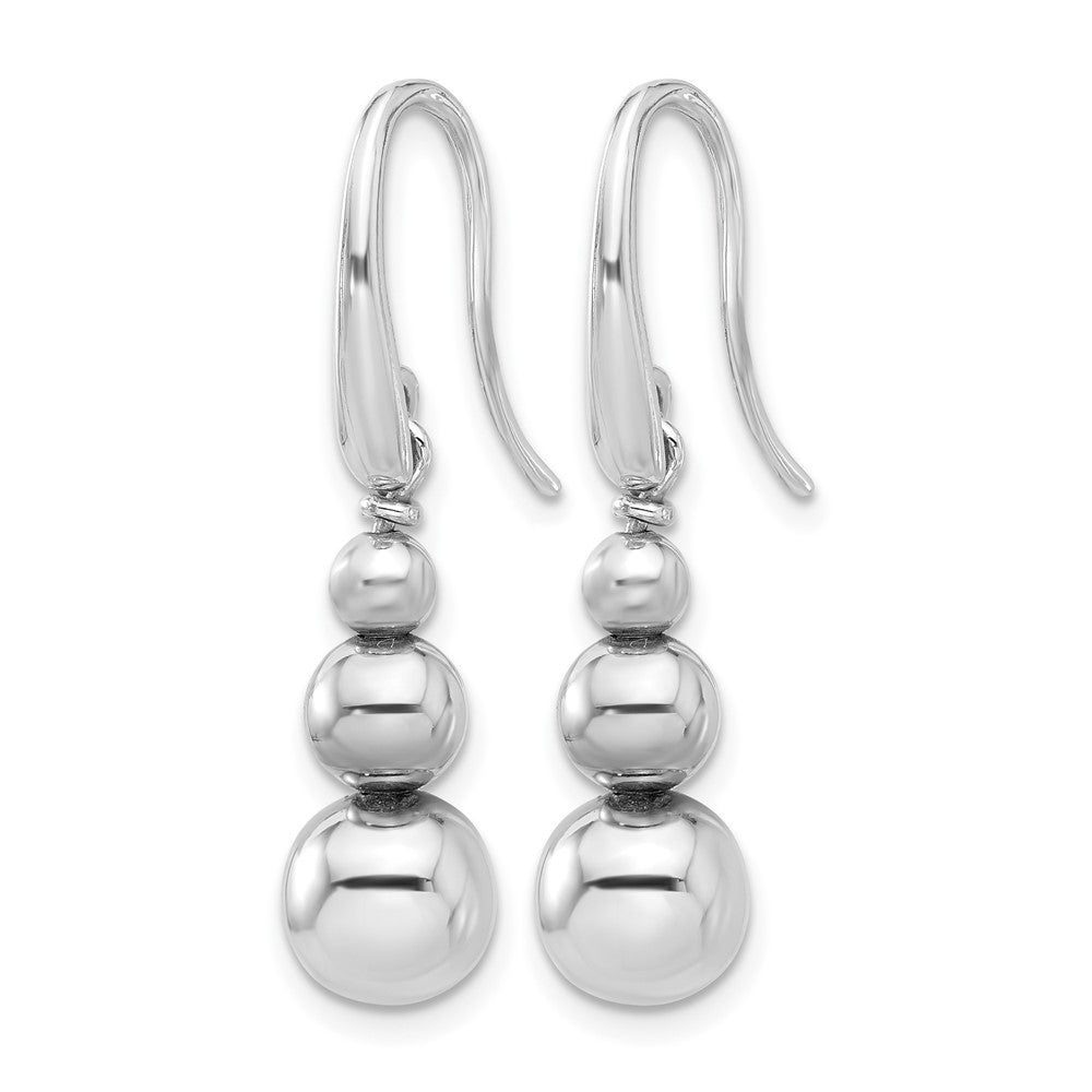 SS Rh-plated Polished Beads Shepherd's Hook Dangle Earrings