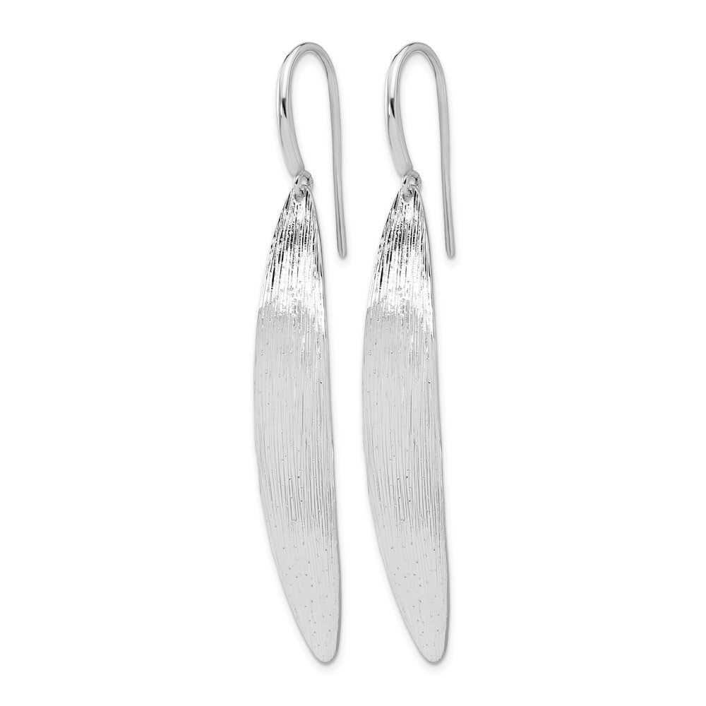 Sterling Silver RH-plt Polished / Dia-cut Oval Shepherd Hook Earri