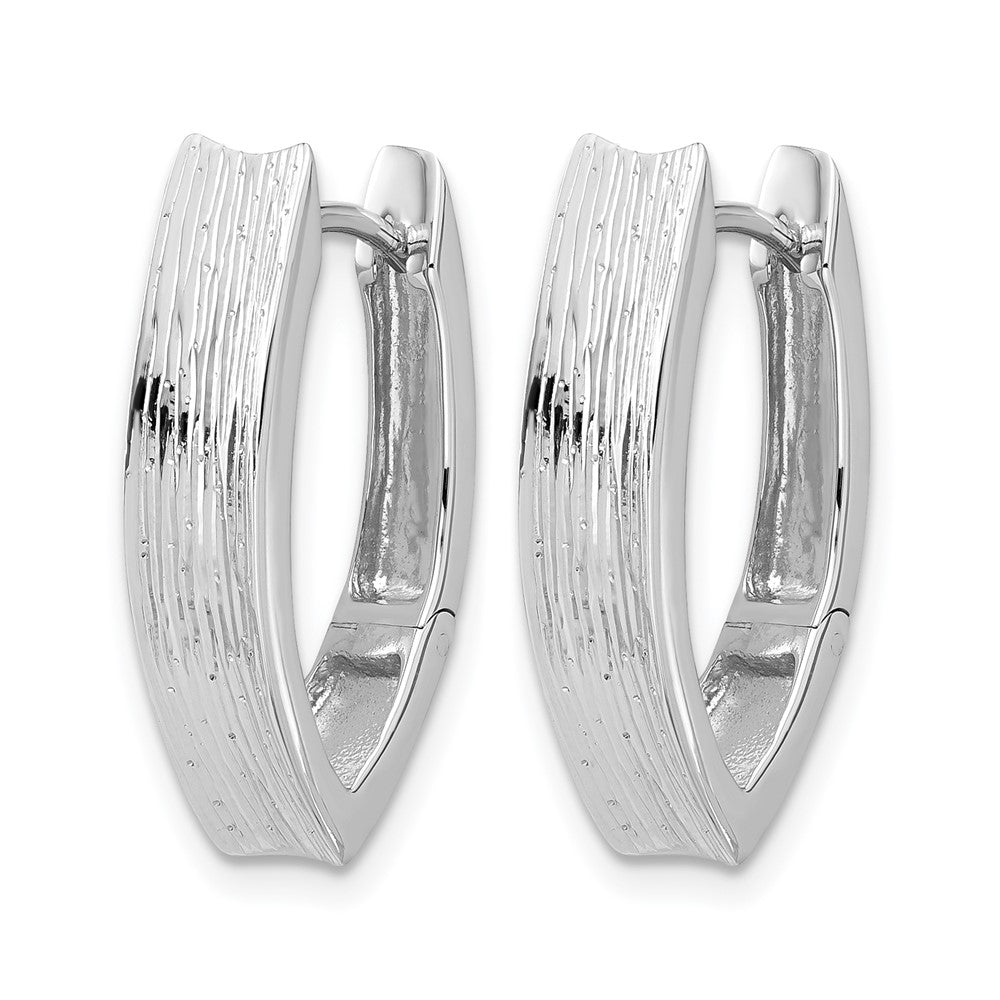 Sterling Silver Rhodium-plated and D/C Fancy Hinged Hoop Earrings