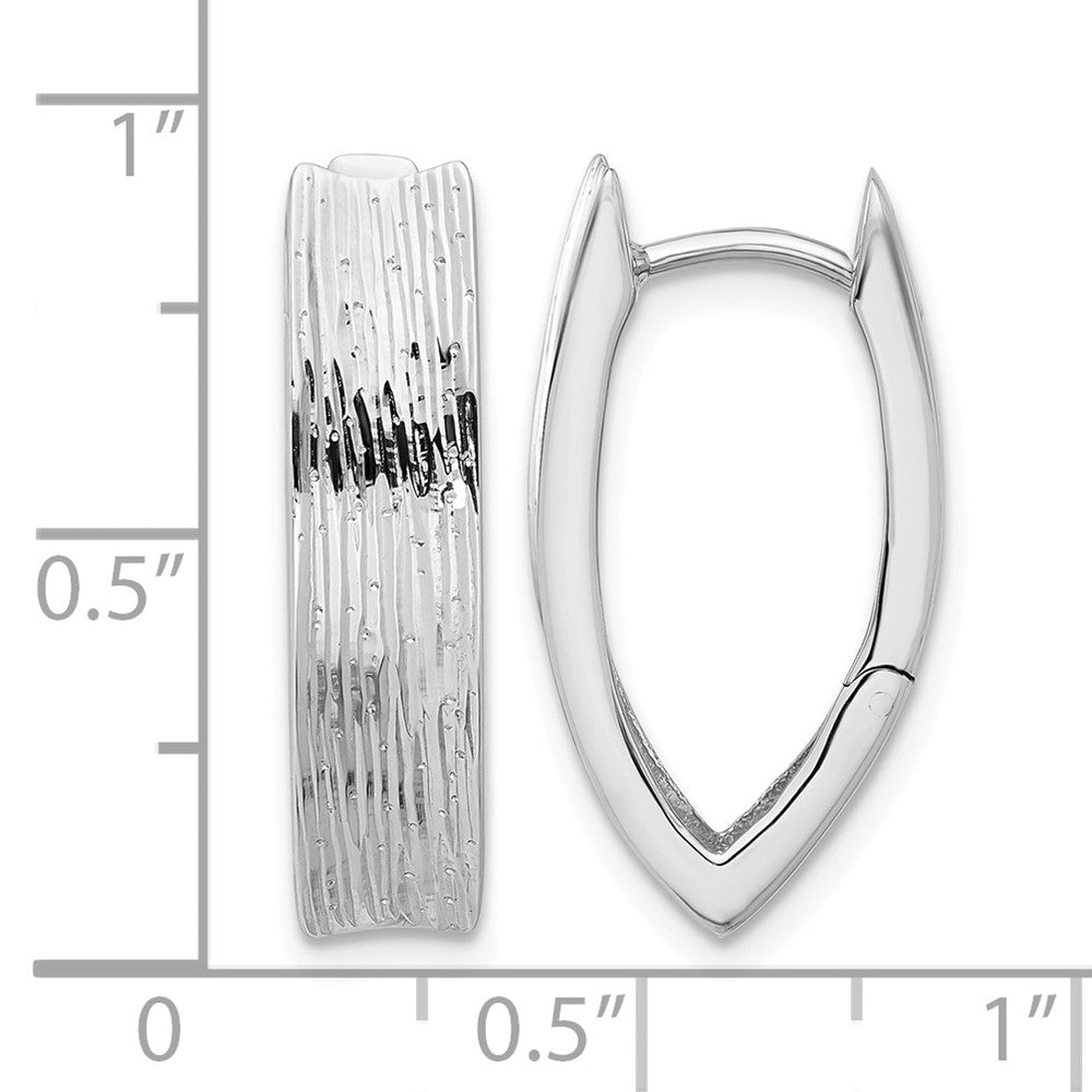 Sterling Silver Rhodium-plated and D/C Fancy Hinged Hoop Earrings