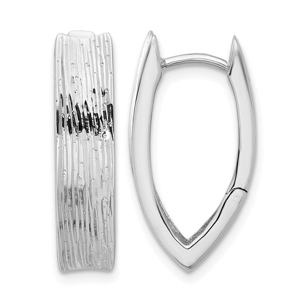 Sterling Silver Rhodium-plated and D/C Fancy Hinged Hoop Earrings