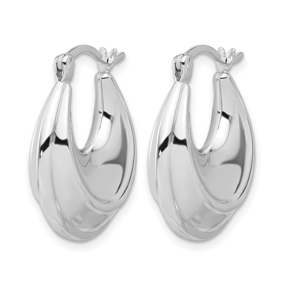 Sterling Silver Rhodium-plated Graduating Puffed Hoop Earrings