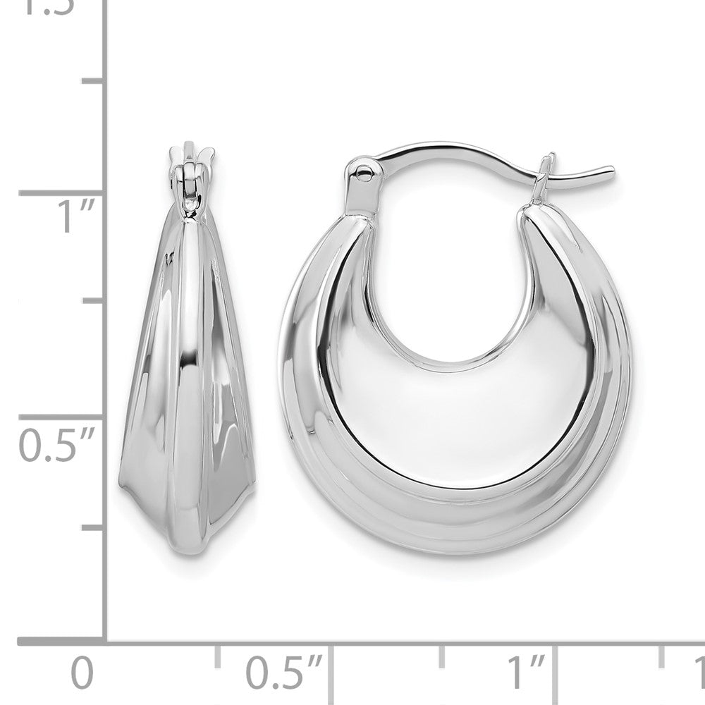 Sterling Silver Rhodium-plated Graduating Puffed Hoop Earrings