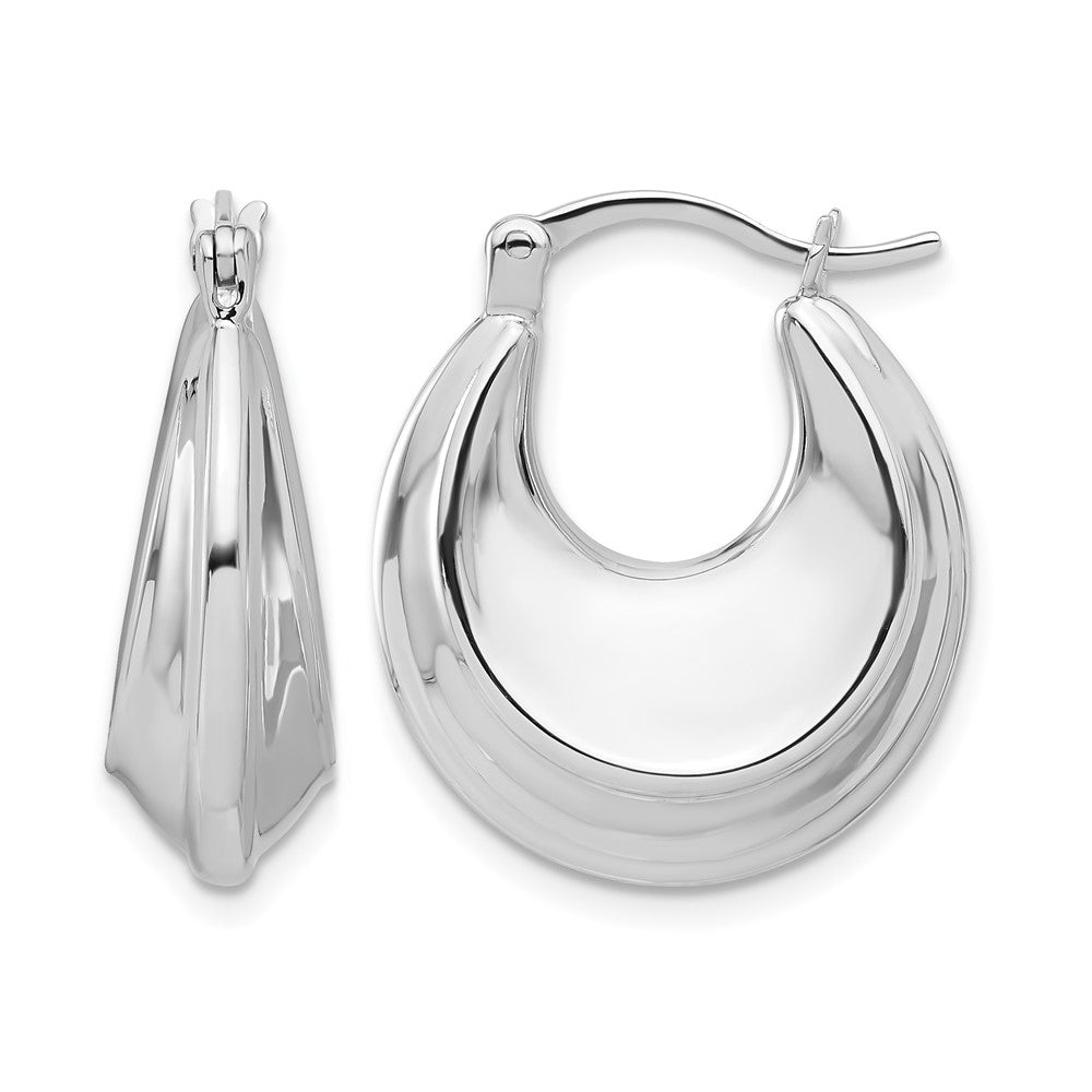Sterling Silver Rhodium-plated Graduating Puffed Hoop Earrings