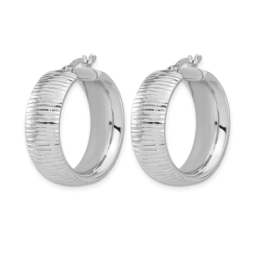 Sterling Silver Rhodium-plated and D/C Hoop Earrings