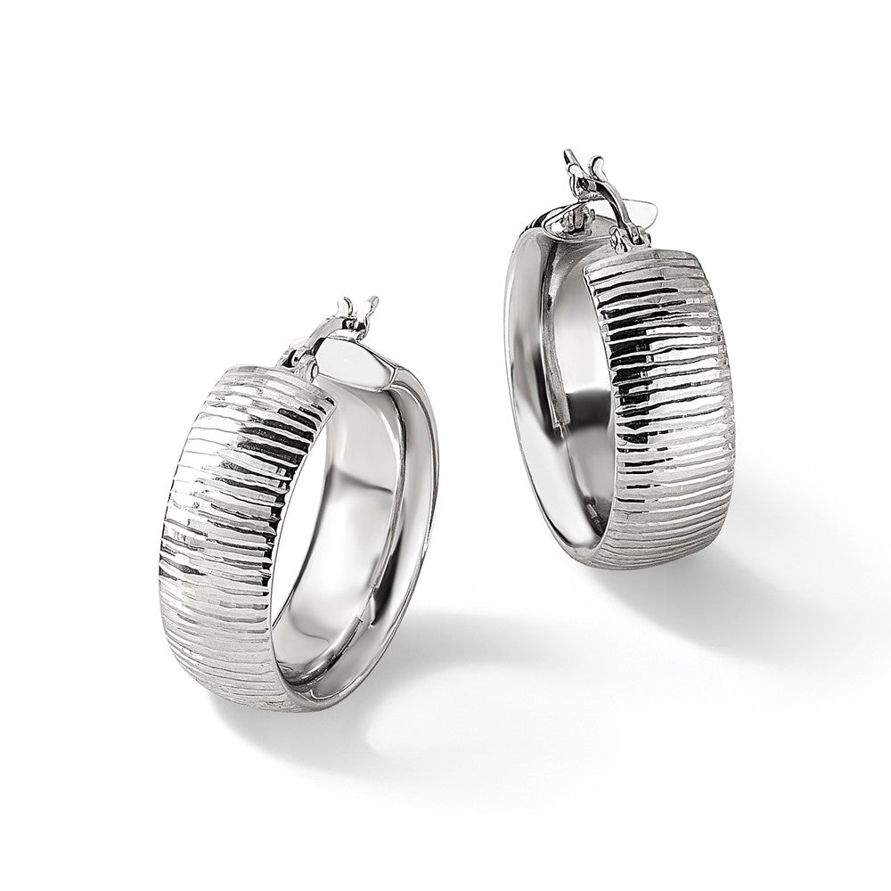 Sterling Silver Rhodium-plated and D/C Hoop Earrings