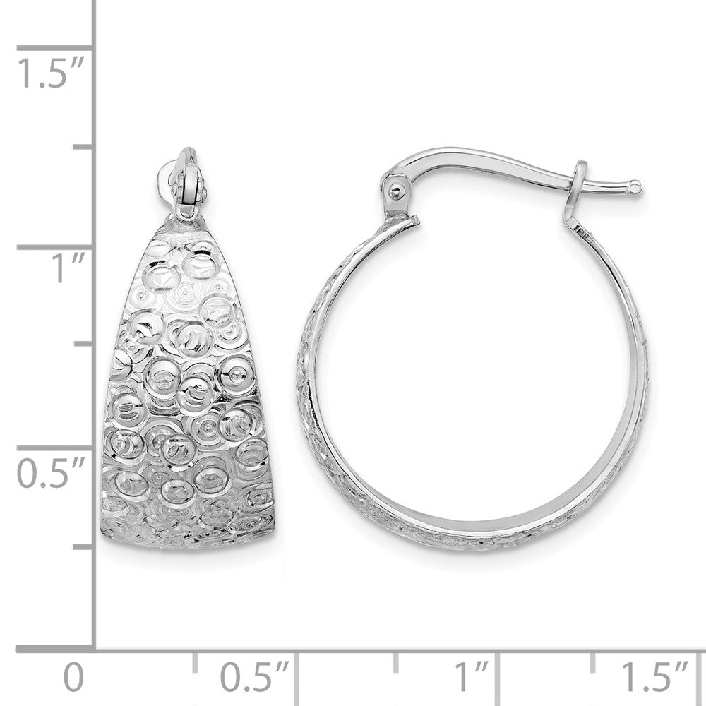 Sterling Silver Rhodium-plated Textured Hoop Earrings