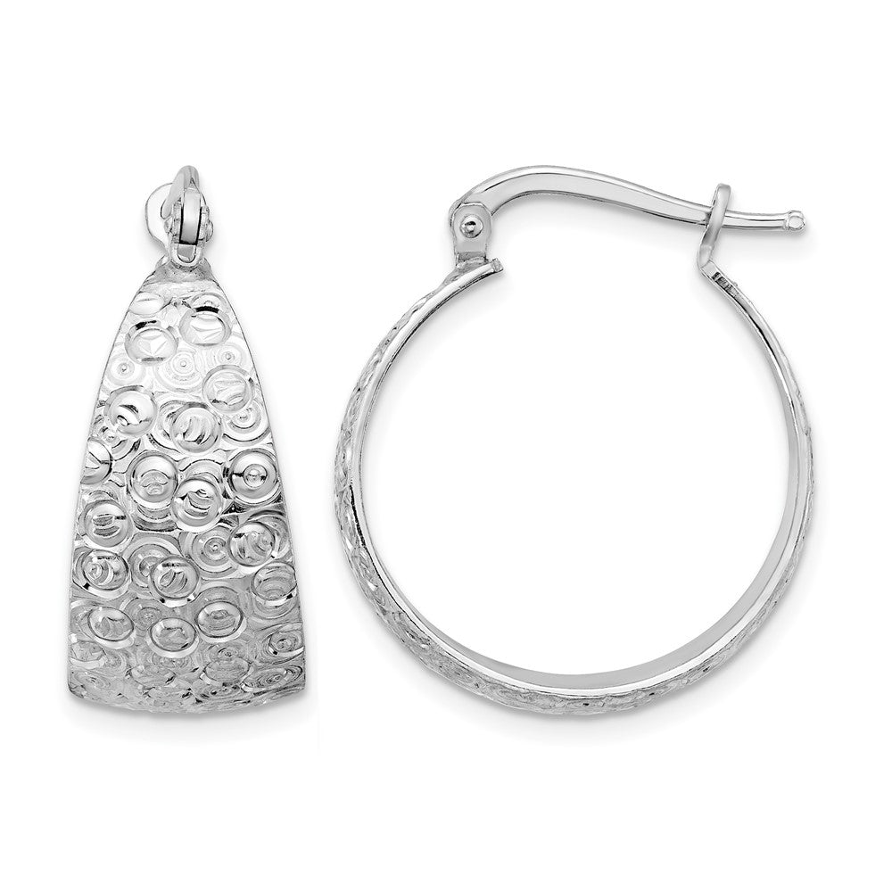 Sterling Silver Rhodium-plated Textured Hoop Earrings