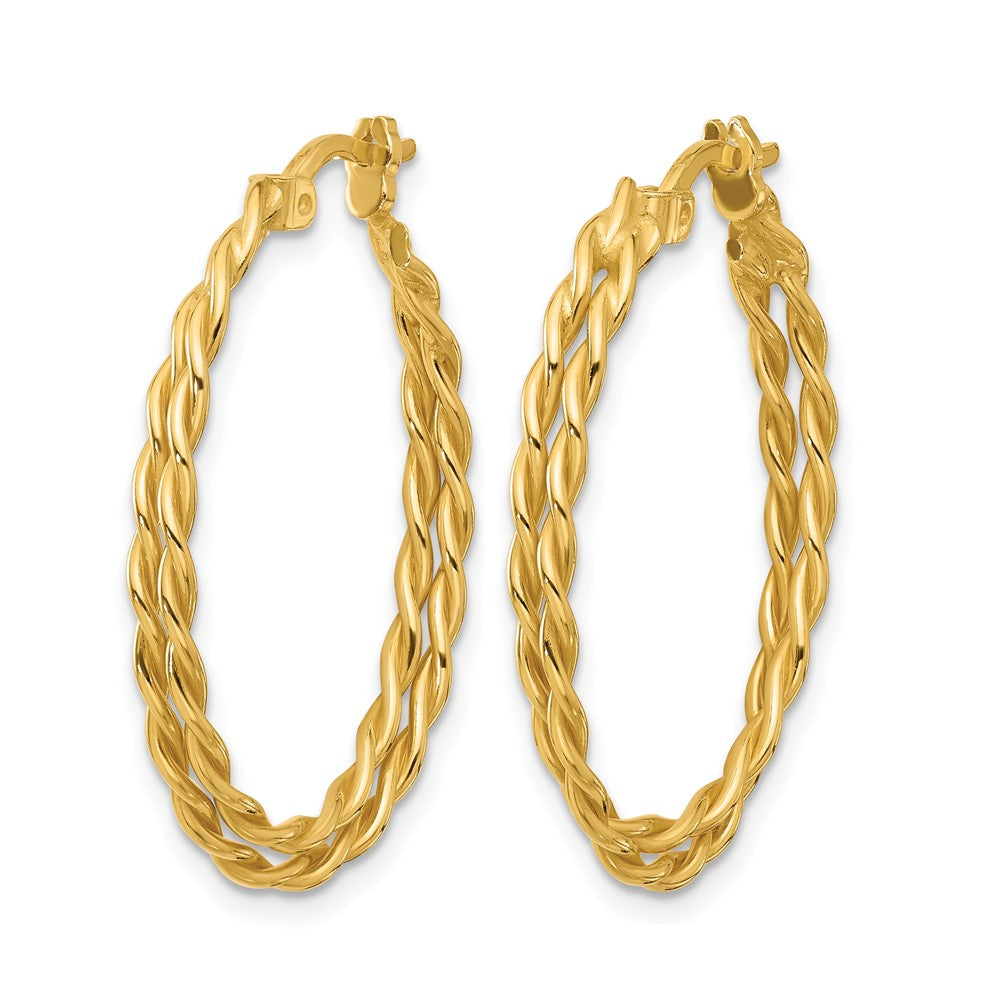 Sterling Silver Gold-tone Polished Twisted Lrg Oval Hoop Earrings