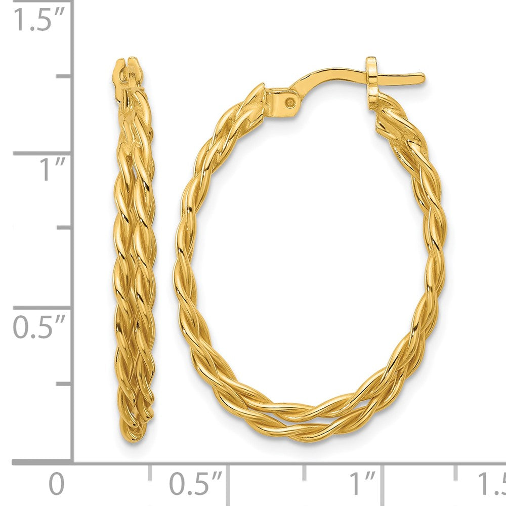 Sterling Silver Gold-tone Polished Twisted Lrg Oval Hoop Earrings