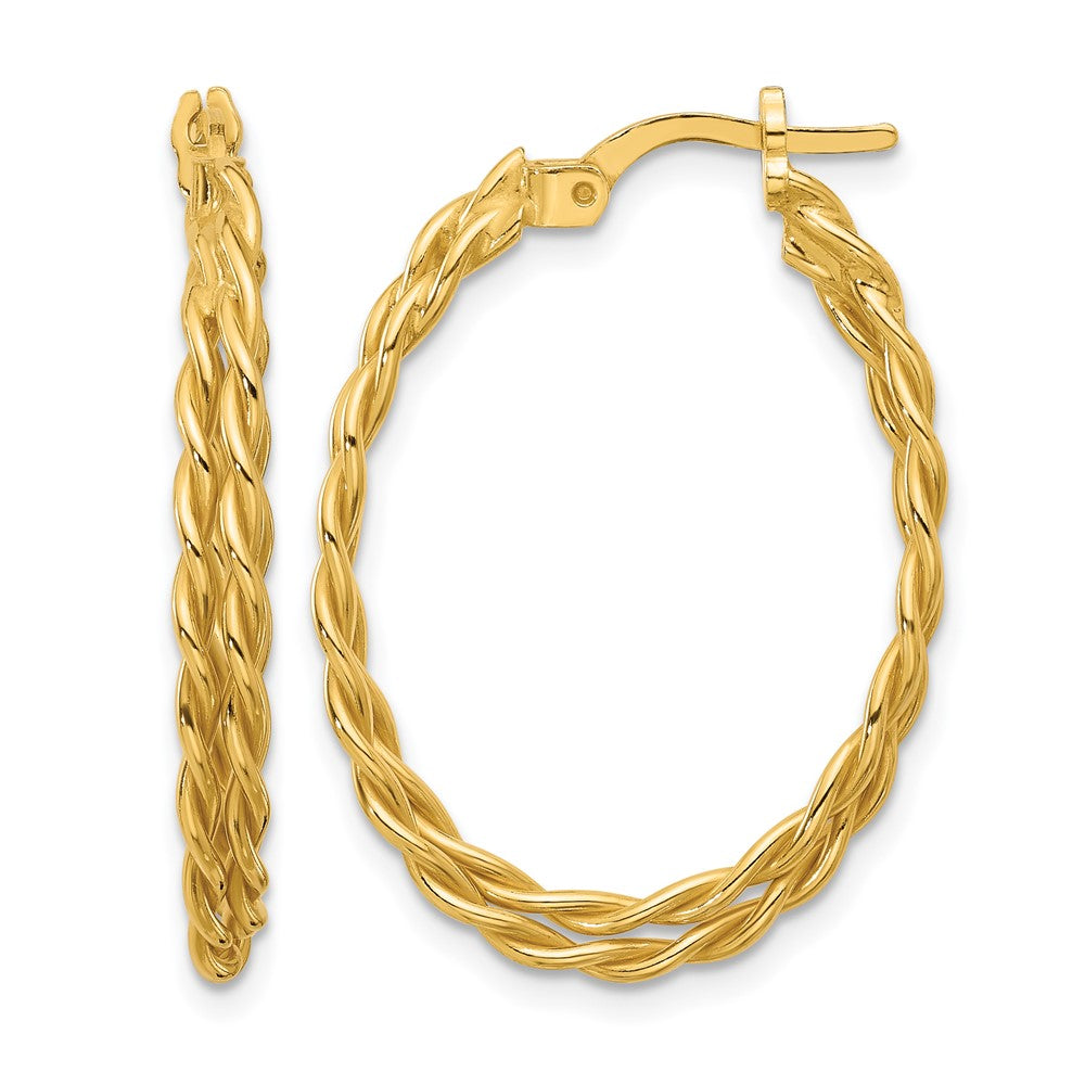 Sterling Silver Gold-tone Polished Twisted Lrg Oval Hoop Earrings