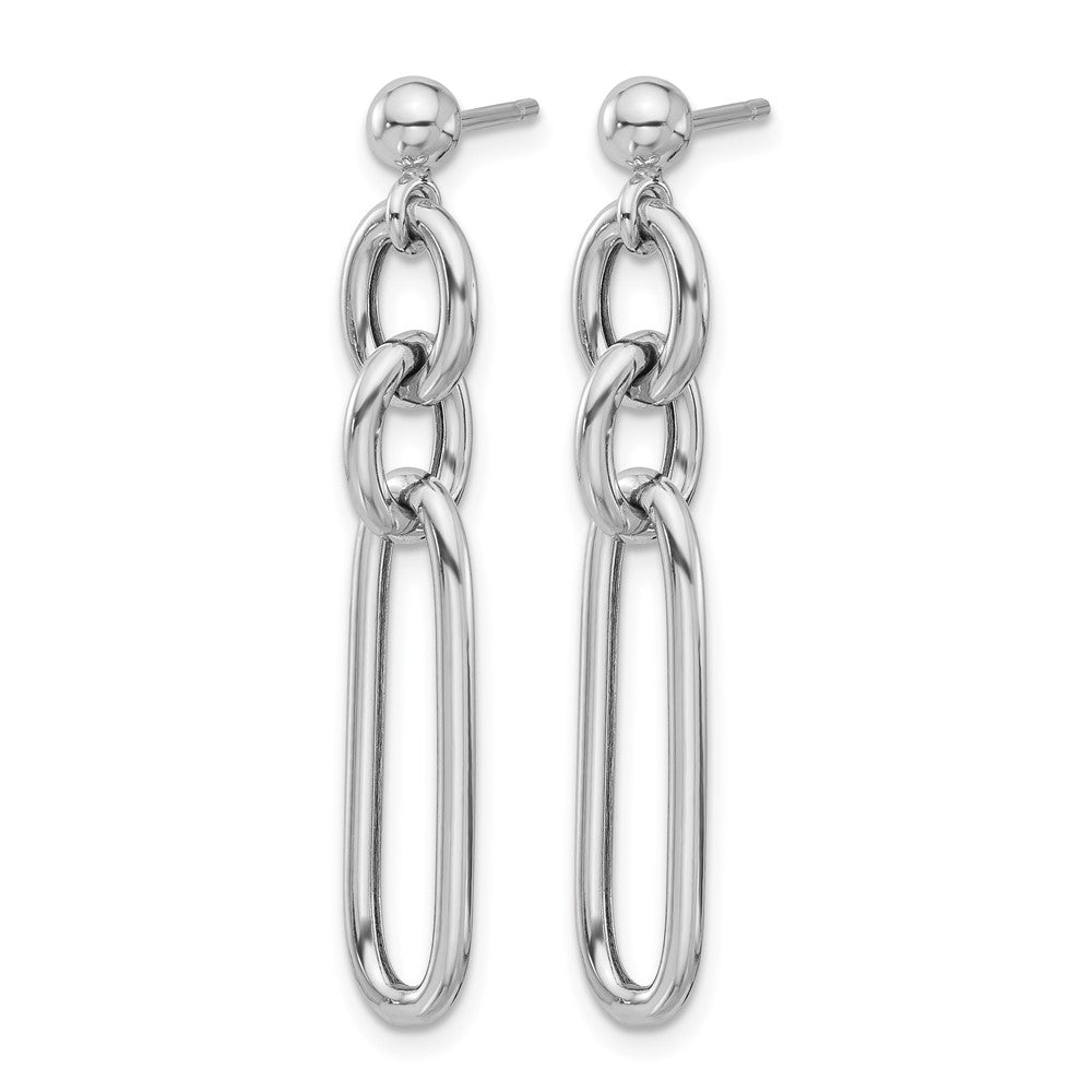 Sterling Silver RH-plated Polished Fancy Link Post Dangle Earrings
