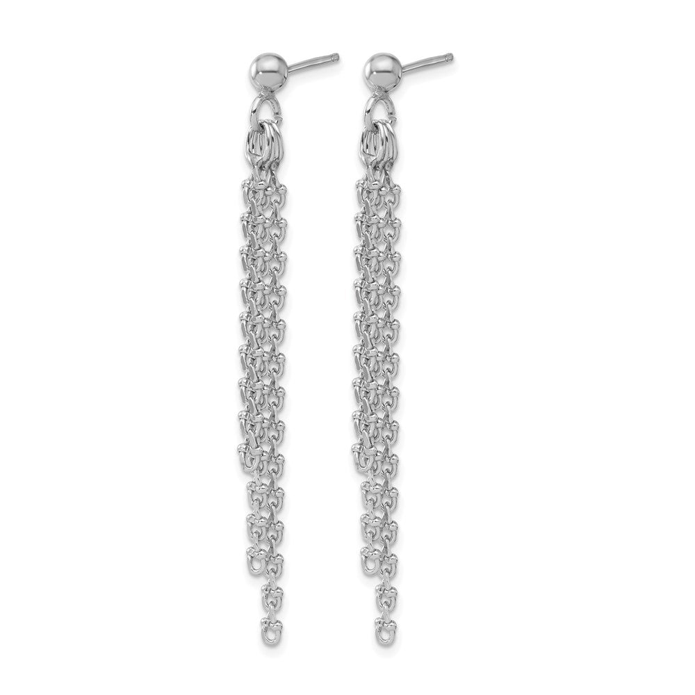 Sterling Silver Rh-plated Polished 3-Strand Post Dangle Earrings