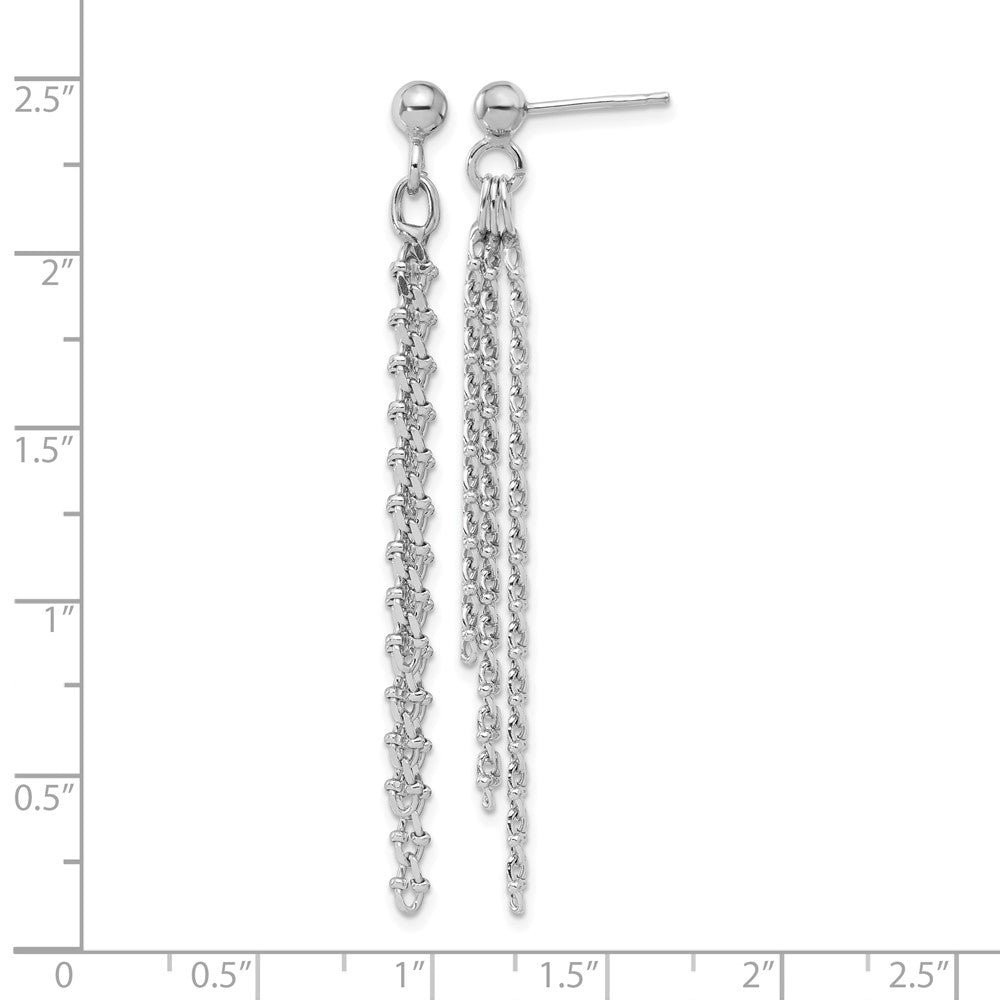 Sterling Silver Rh-plated Polished 3-Strand Post Dangle Earrings