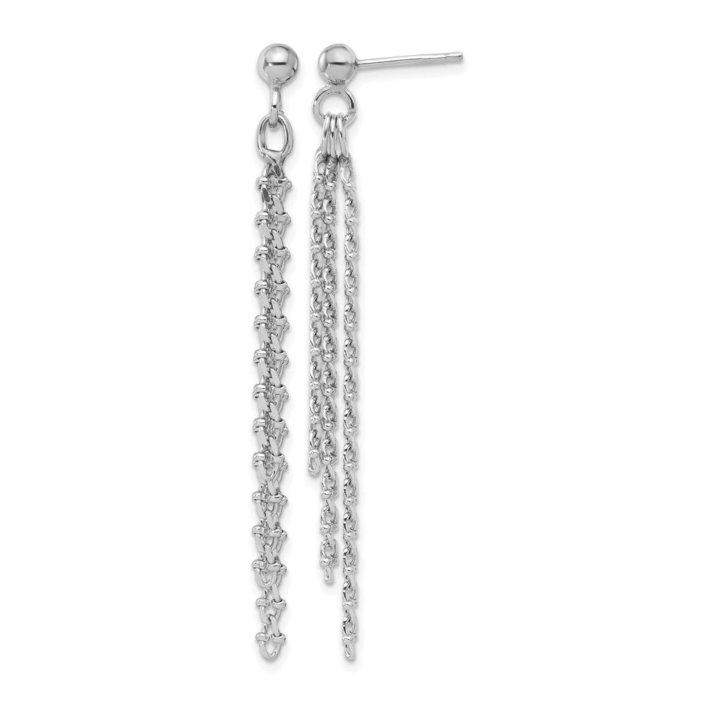 Sterling Silver Rh-plated Polished 3-Strand Post Dangle Earrings