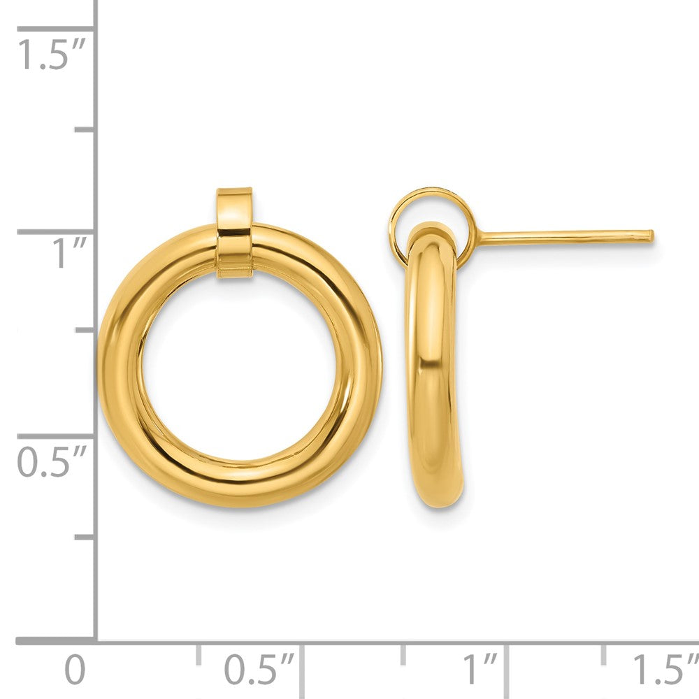 Sterling Silver Gold-tone Polished Circle Post Dangle Earrings