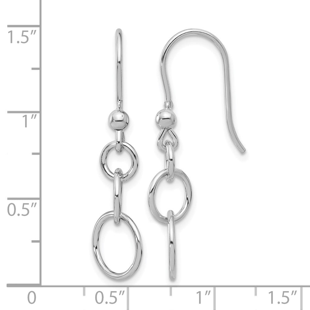 Sterling Silver Rh-plated Polished Graduated Circle Dangle Earring